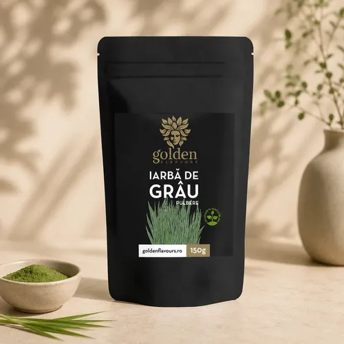 Iarbă de Grâu Pulbere ECO, Puternic Alcalinizant, Ajută la Eliminarea Bacteriilor şi a Toxinelor, 150g