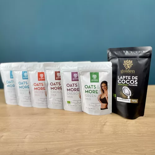 Pachet 5 + 1 GRATIS Oats & More și Lapte de cocos ecologic | Golden Flavours Pachet 5 + 1 GRATIS Oats & More și Lapte de cocos ecologic | Golden Flavours