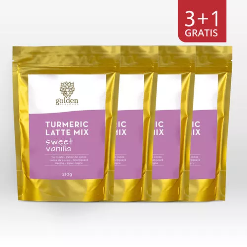 Pachet 3+1 Gratis Turmeric Latte Mix Sweet Vanilla 210g Pachet 3+1 Gratis Turmeric Latte Mix Sweet Vanilla 210g